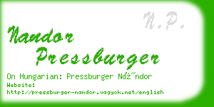 nandor pressburger business card